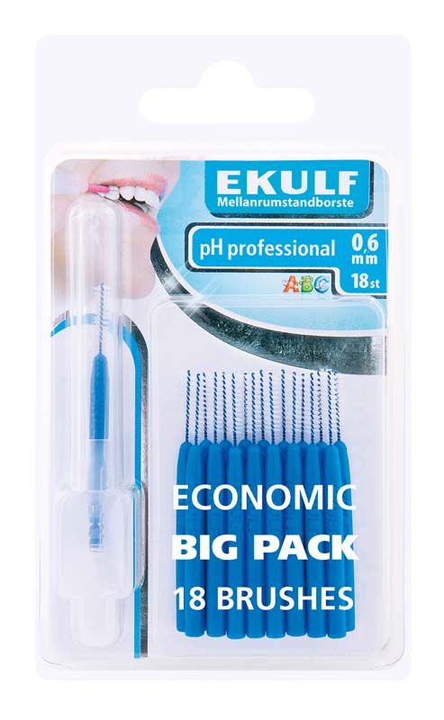 EKULF Interdentalbürsten ph Professional blau 0,6mm im 18er-Pack.