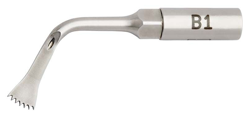 Piezomed Spitze Form R3D aus Edelstahl mit gebogener Spitze.