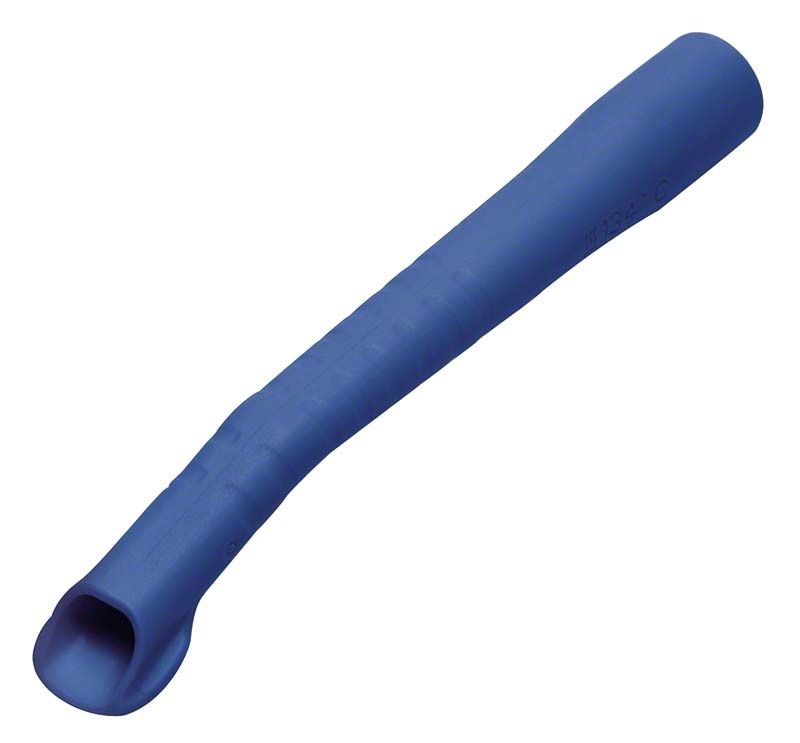 Blaue Kinder-Absaugkanüle für zahnärztliche Eingriffe.
