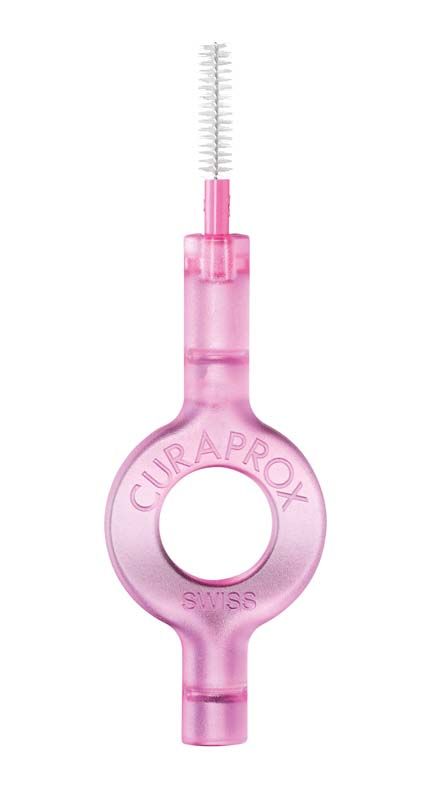 Interdentalbürste CURAPROX CPS prime 08/409/50 in Pink mit feinen Borsten.