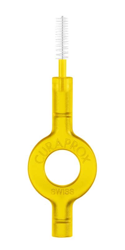 Interdentalbürste CURAPROX CPS prime 09/409/50 in Gelb mit feinen Borsten.