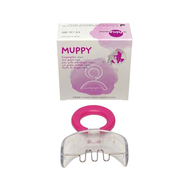 MUPPY Zungengitter mit Verpackung, Größe 1, für kieferorthopädische Behandlung.