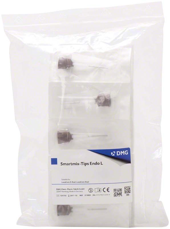 Smartmix-Tips Endo-L in transparenter Verpackung mit DMG-Logo.