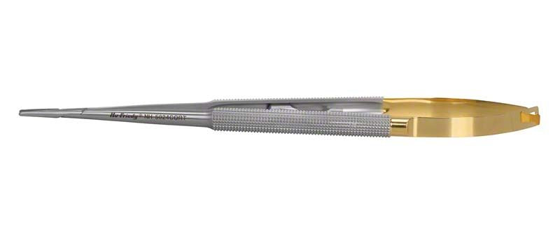 Mikrochirurgischer Nadelhalter Perma Sharp Cortellini mit gerändeltem Griff und gerader Spitze.