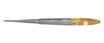 Mikrochirurgischer Nadelhalter Perma Sharp Cortellini mit gerändeltem Griff und gerader Spitze.