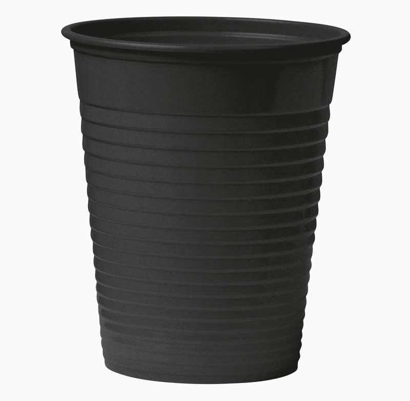 Schwarzer Mundspülbecher 180ml für den zahnärztlichen Gebrauch.