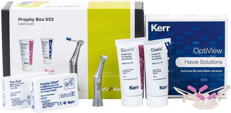 KaVo Kerr Prophy Box SMARTmatic S53 mit Instrumenten und Verbrauchsmaterialien.