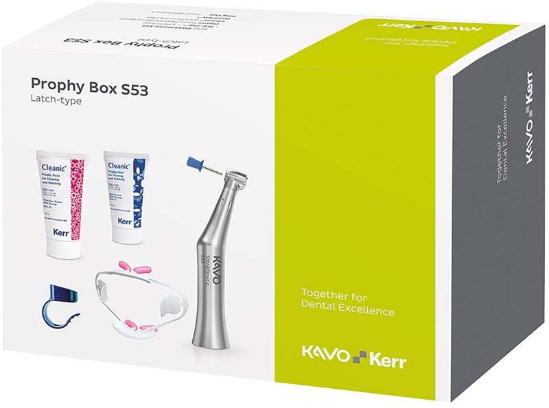 KaVo Kerr Prophy Box SMARTmatic S53 mit Winkelstück und Verbrauchsmaterialien.