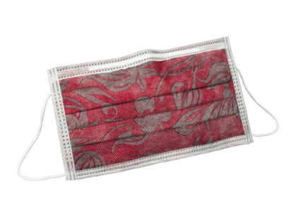 Monoart Mundschutz Pro 3 Flower weinrot mit floralem Muster.