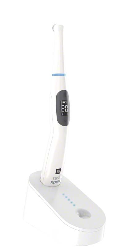 LED-Polymerisationslampe radii xpert in weiß mit digitalem Display und Ladestation