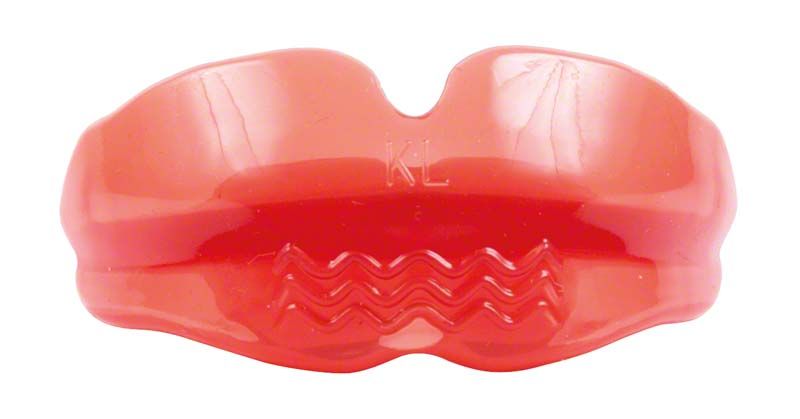 Weicher, roter OrthoPreventAligner® für Unterkiefer-Rücklage im Milchgebiss.