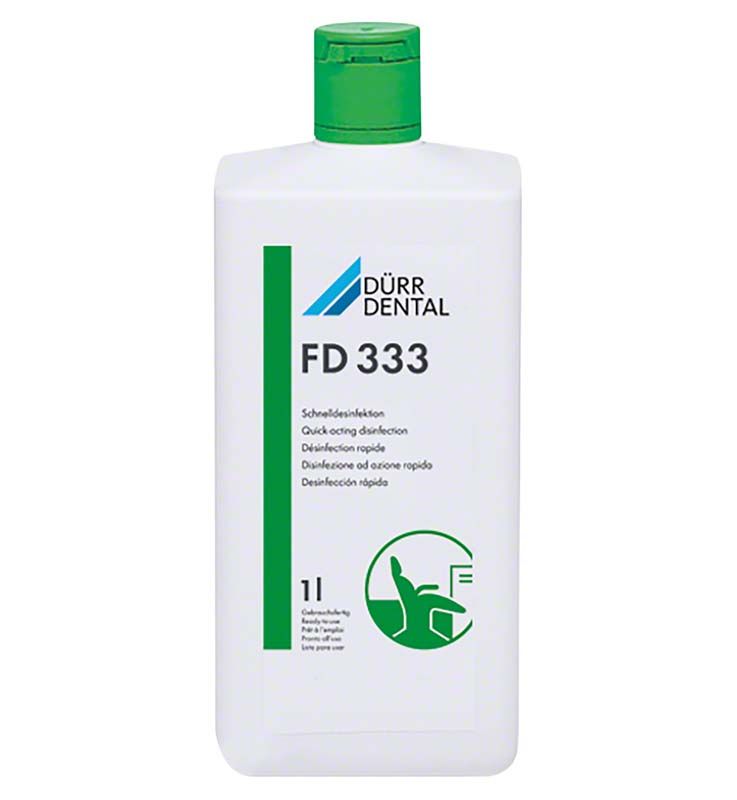 Hochwirksame Schnelldesinfektionslösung FD 333 von Dürr Dental, 1 Liter.