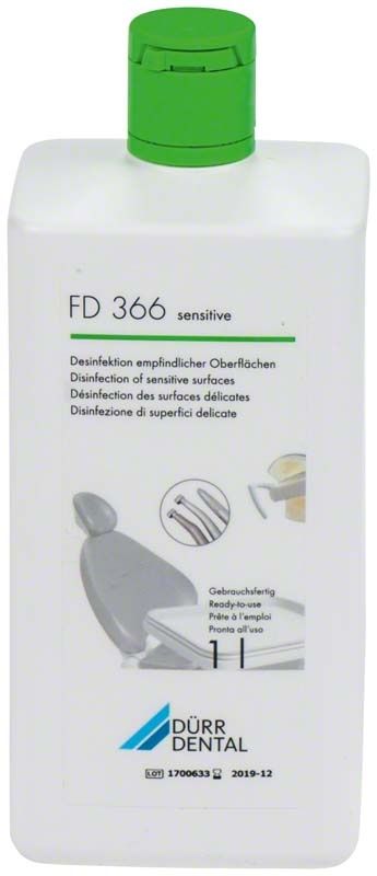 Desinfektionslösung FD 366 sensitive 1 Liter Flasche mit grünem Deckel.