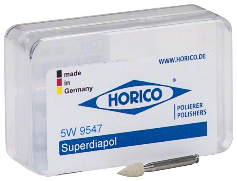 Verpackung von Horico Polierer W 9547 mit einem Polieraufsatz.