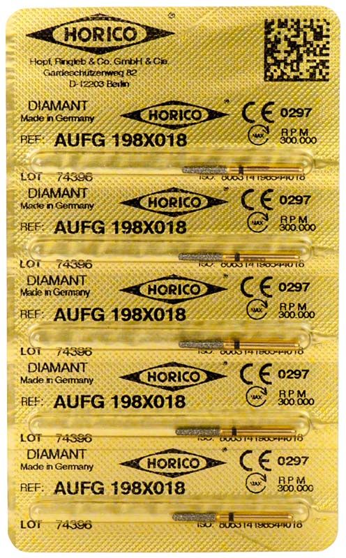 Verpackung von Löwenschleifer AuFG 198X 018 Diamant-Instrumenten.