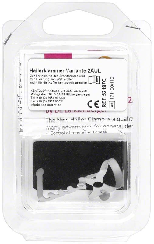 Hallerklammer nach Dr. Landenberger in Verpackung mit Beschriftung.