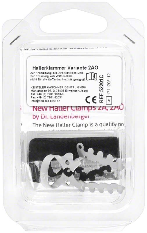 Klarsichtverpackung mit Neue Hallerklammer nach Dr. Landenberger Silber.