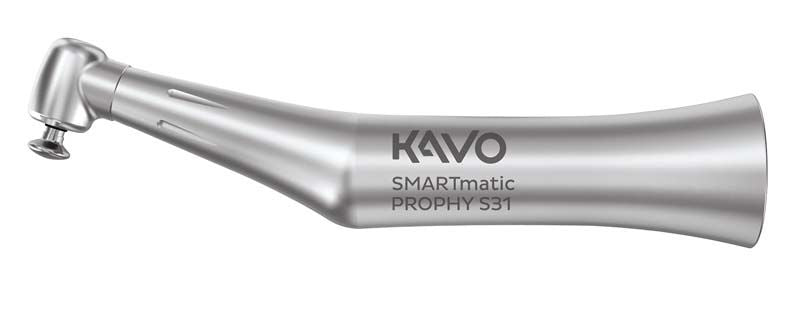 Dentales SMARTmatic Winkelstück Prophy S31 aus Edelstahl.