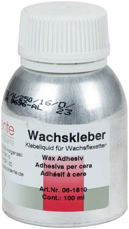 Wachskleber 100 ml Aluflasche mit Etikett und Schraubverschluss.
