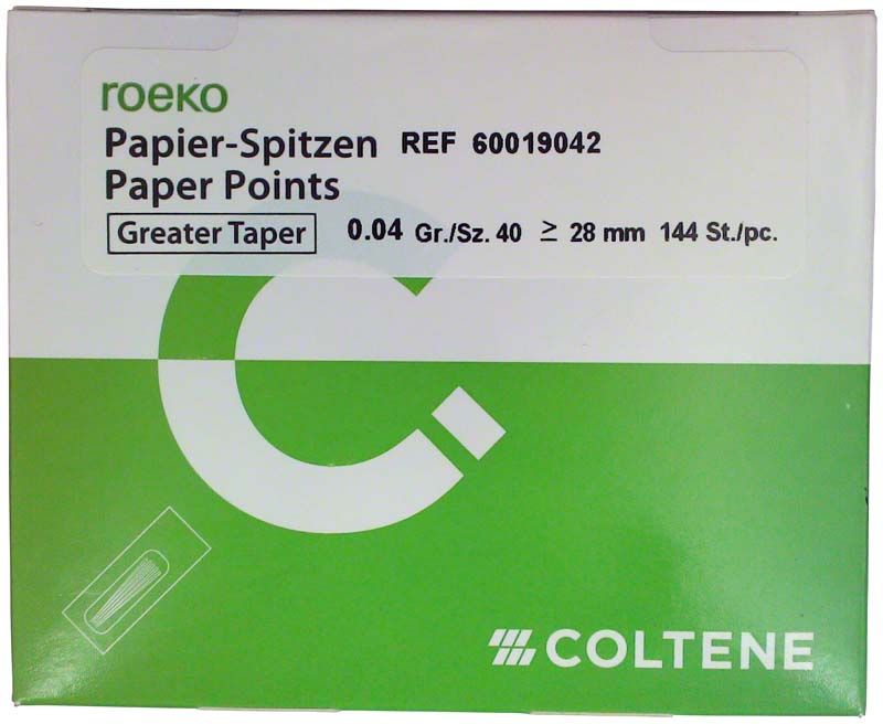 ROEKO Papier-Spitzen Greater Taper 0.04 Gr. 40 Verpackung.