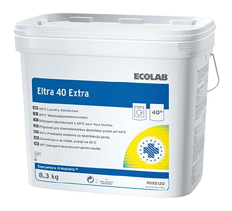 Desinfektionswaschmittel Eltra 40 Extra in weißem Eimer mit Etikett.