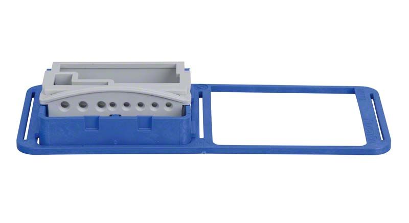Blauer PractiPal® Compact Bohrerständer mit Einsatz für Dentalbohrer.