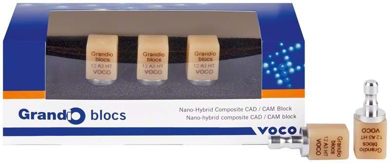 Grandio® blocs HT Gr. 12 A3 Nano-Hybrid-Kompositblöcke in Verpackung.
