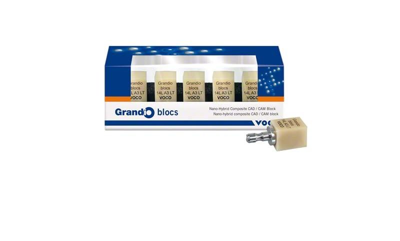 Grandio blocs LT Gr. 14L A3 Zahnersatzblöcke in Verpackung mit Einzelblock vorne.