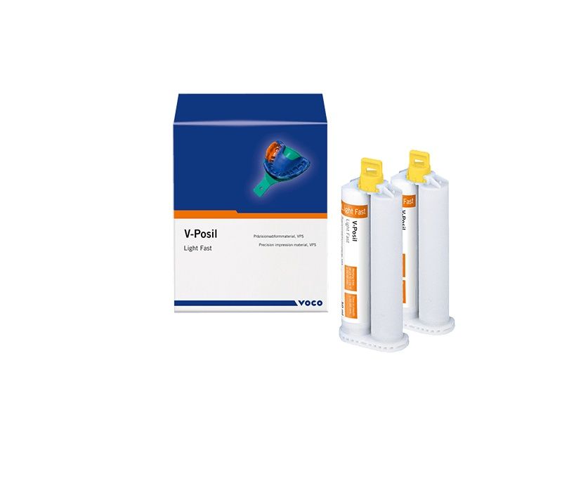 V-Posil Light Fast Kartuschen mit Verpackung für präzise dentale Abformungen.