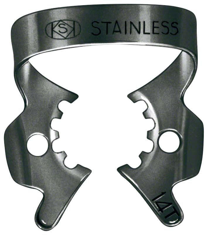 Fit-Kofferdam® Klammer Black Nr. 14T aus mattschwarzem Edelstahl.