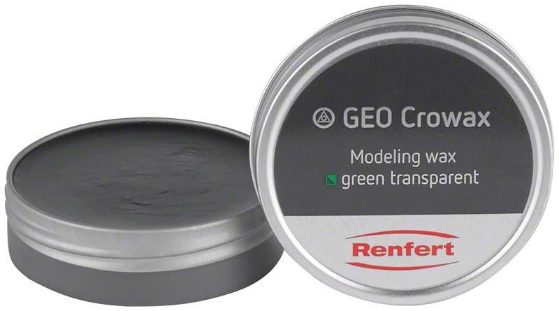 GEO Crowax Modellierwachs grün-transparent in runder Metallverpackung.