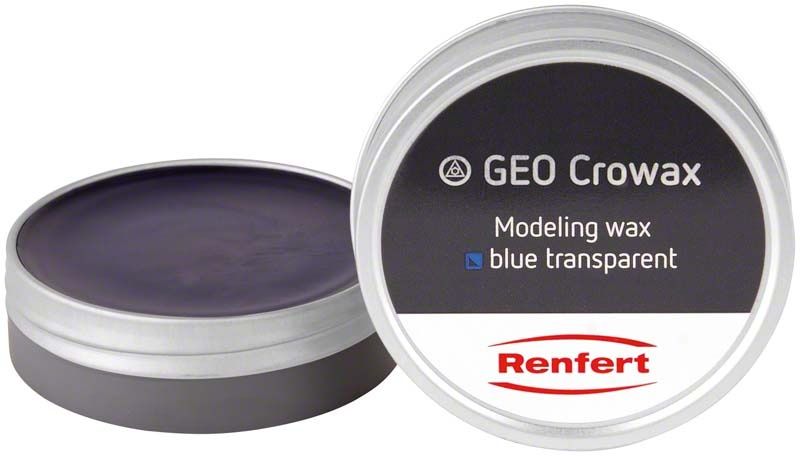 GEO Crowax Modellierwachs blau-transparent in geöffneter Dose.