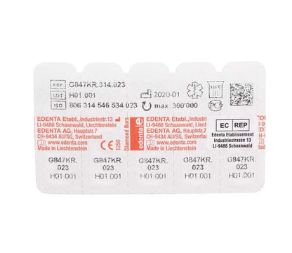 Blisterverpackung der Diamant FG G847KR 023 Dentalinstrumente mit Produktdetails.