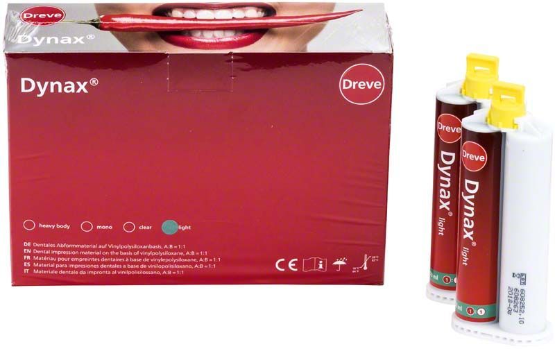 Doppelkartuschen Dynax® light 8 x 50ml mit roter Verpackung und Produktaufschrift.