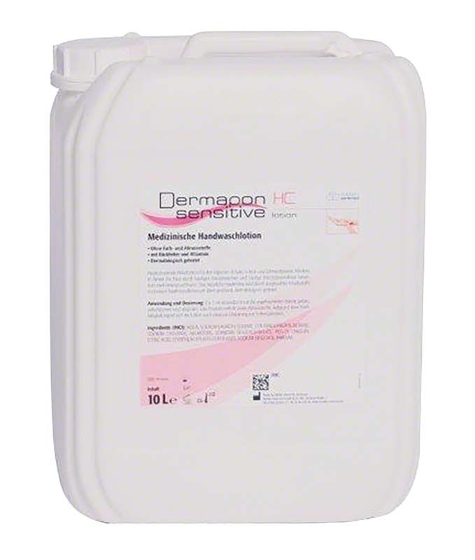 Dermapon sensitive HC Waschlotion 10 Liter Kanister mit Etikett.
