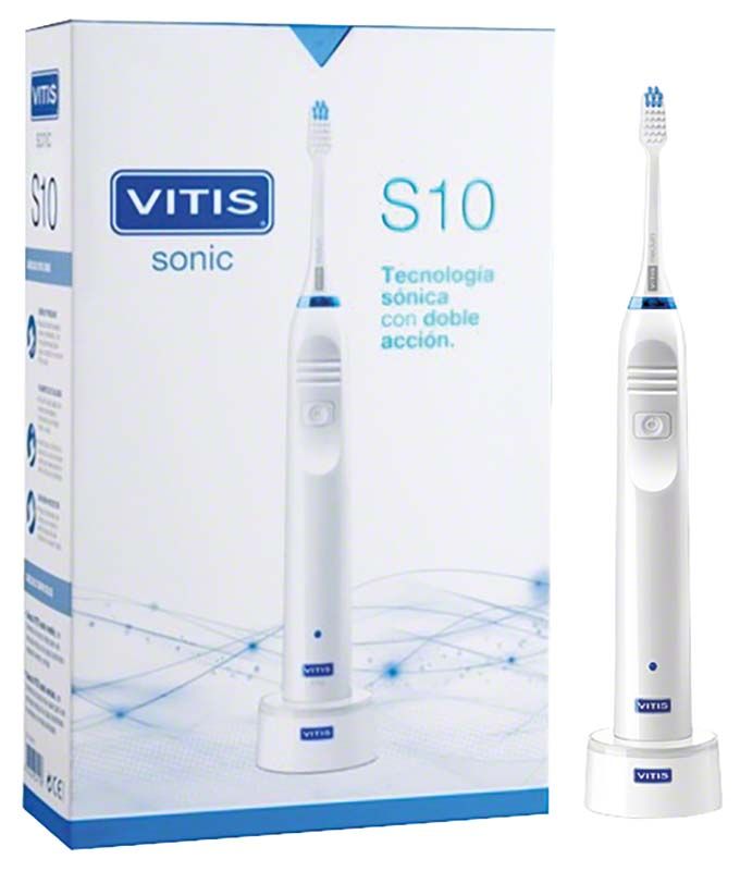 Elektrische Zahnbürste VITIS® sonic S10 mit Verpackung.