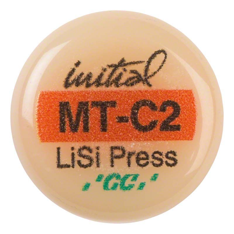 GC Initial LiSi Press MT C2 Produktverpackung mit Logo und Schriftzug.