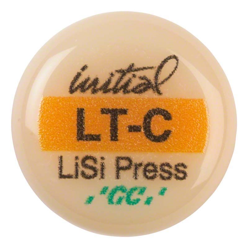 GC Initial LiSi Press LT C Keramikscheibe mit Logo und Produktbezeichnung.