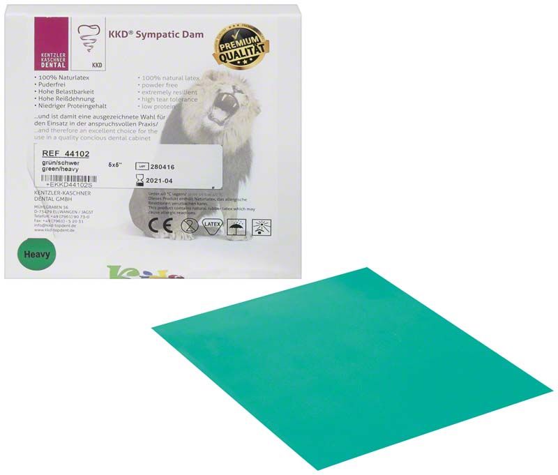 KKD® Sympatic Dam Kids grün Verpackung mit Produktblatt.