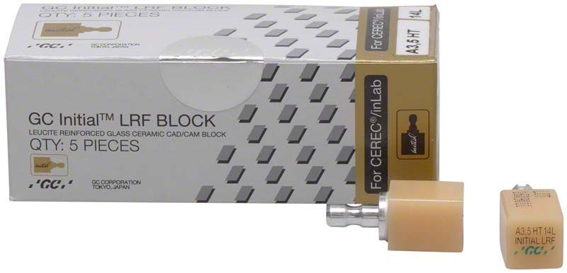 GC Initial™ LRF HT-14L CEREC® A3,5 Keramikblock-Verpackung mit Einzelblock.