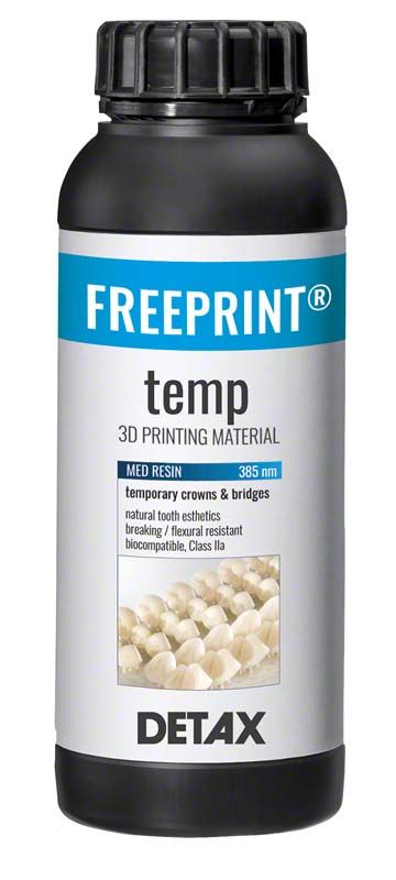 Schwarze Flasche mit Aufschrift "FREEPRINT® temp 3D Printing Material".