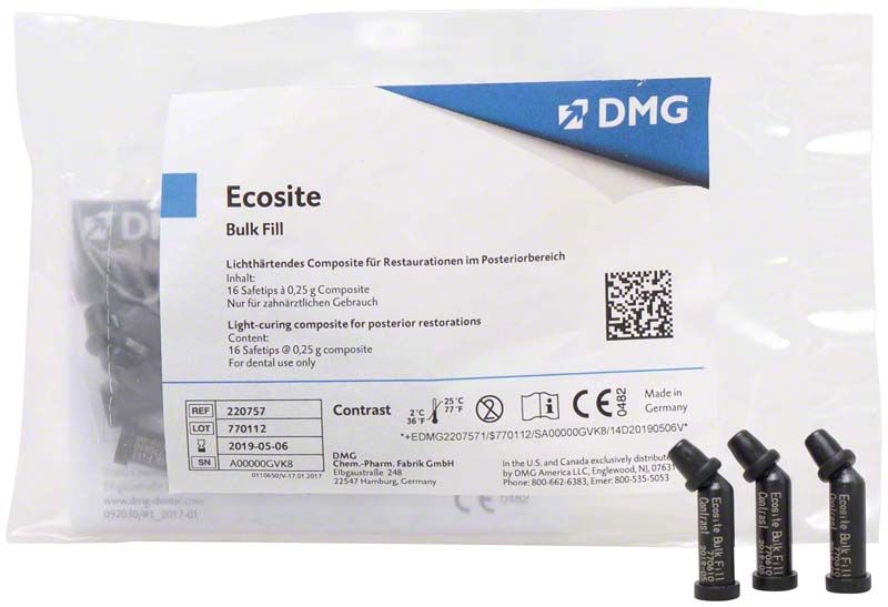 Ecosite Bulk Fill Safetips in Originalverpackung mit spezifischen Produktinformationen.