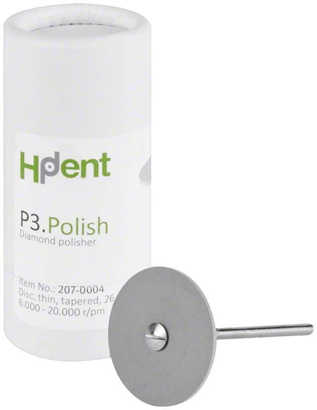 P3 Polish Polierer mit diamantbeschichteter Scheibe und Verpackung.
