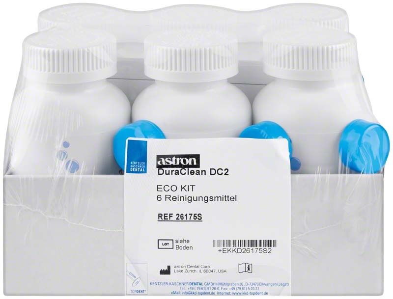 Sechserpack astron® DuraClean² Eco-Kit Pulver in weißer Verpackung.