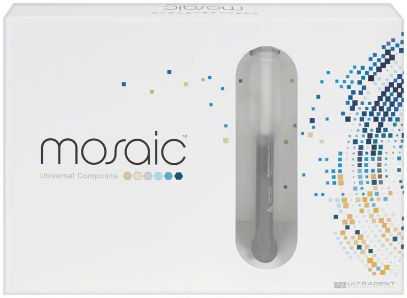 Mosaic™ Spritzen Intro Kit in weißer Verpackung mit Sichtfenster.