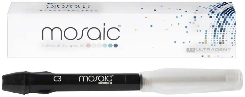 Mosaic™ Spritzen C3 mit Verpackung und Logo-Design.