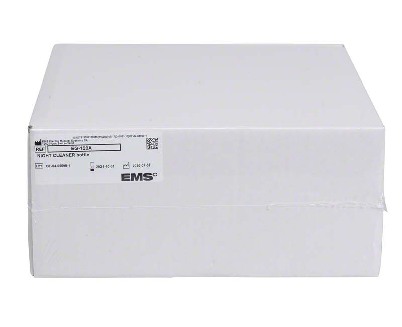 Weiße Verpackungsbox der NIGHT CLEANER® Anwendungsflasche mit Produktinformationen.