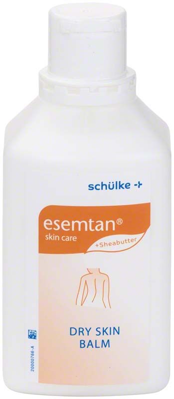 Esemtan® dry skin balm Flasche 500ml mit Sheabutter-Label.