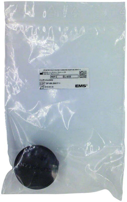 Kunststoffhalter CLIP + CLEAN in transparenter Verpackung.