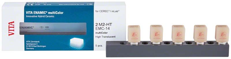 VITA ENAMIC® multiColor EMC-14 CAD/CAM-Rohling mit 6-schichtigem Farbverlauf.